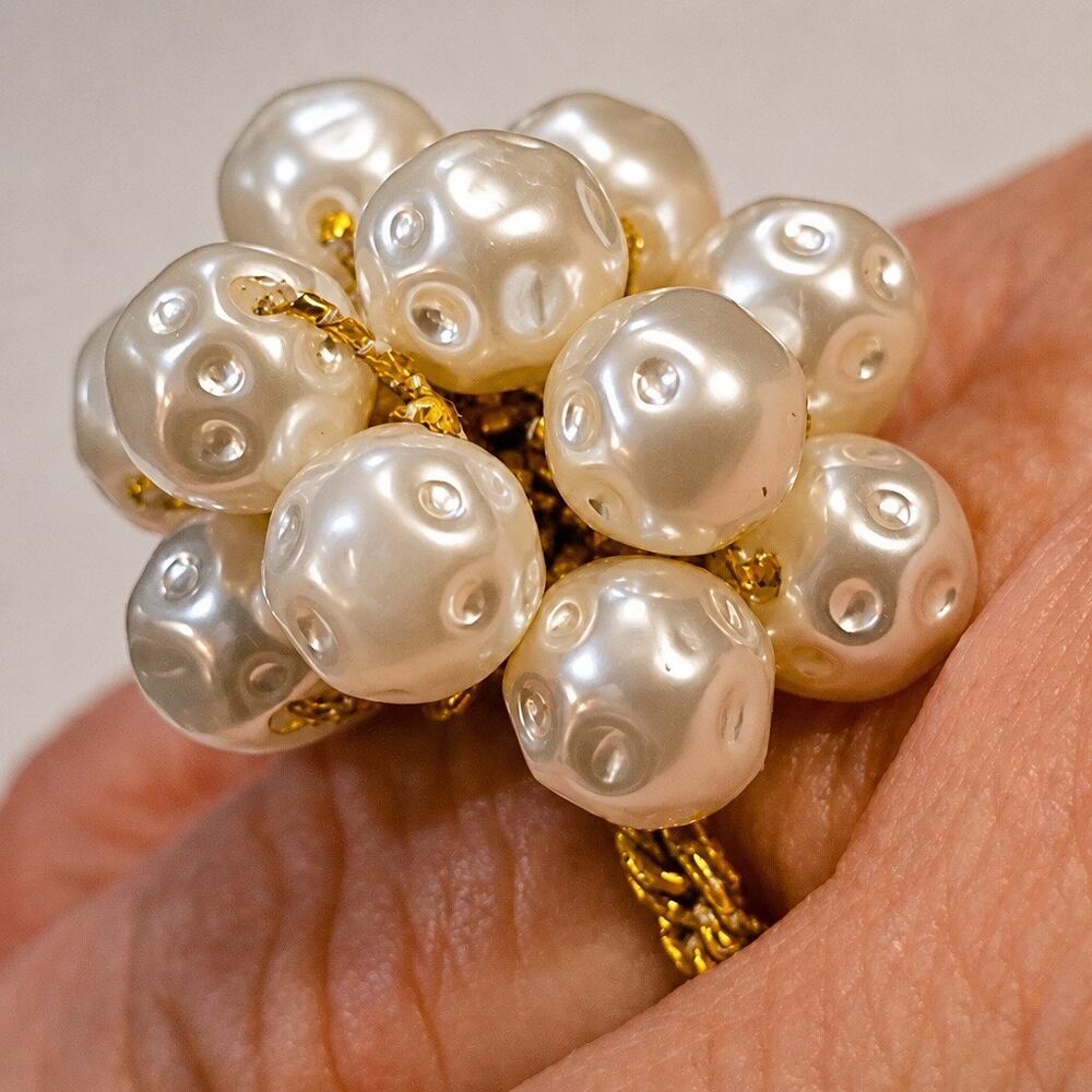 The "Sea Foam" Vintage Pearl Cluster Cocktail Ring